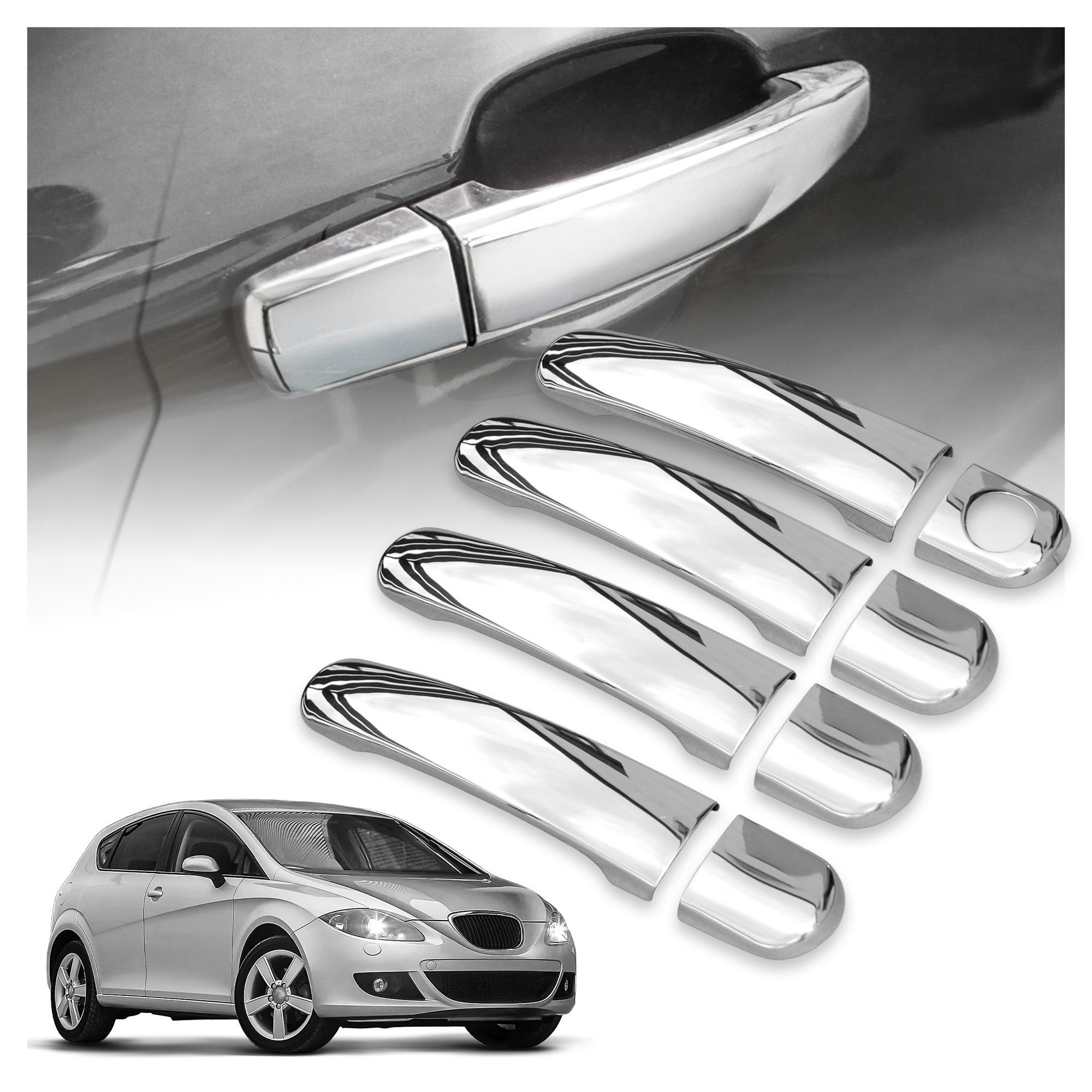 Handle covers for SEAT Leon Hatchback II (1P) 5D 2005-2012 Chrome Polished